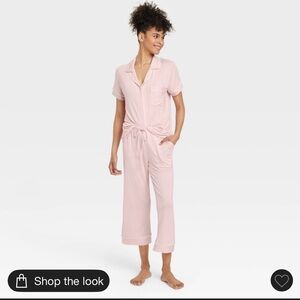 Women's Cloud Knit Short Sleeve Pajama Set - Auden™ Pink/Striped XXL NWT